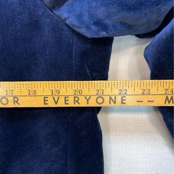 J. Ferrar Mens Velvet Coat Blazer Jacket Size 44R Navy Slim Fit Double Button - Picture 9 of 12
